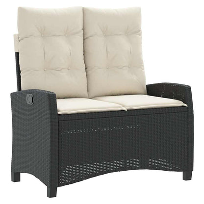 2 Piece Garden Dining Set with Cushions Black Poly Rattan