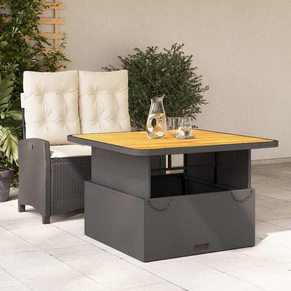 2 Piece Garden Dining Set with Cushions Black Poly Rattan