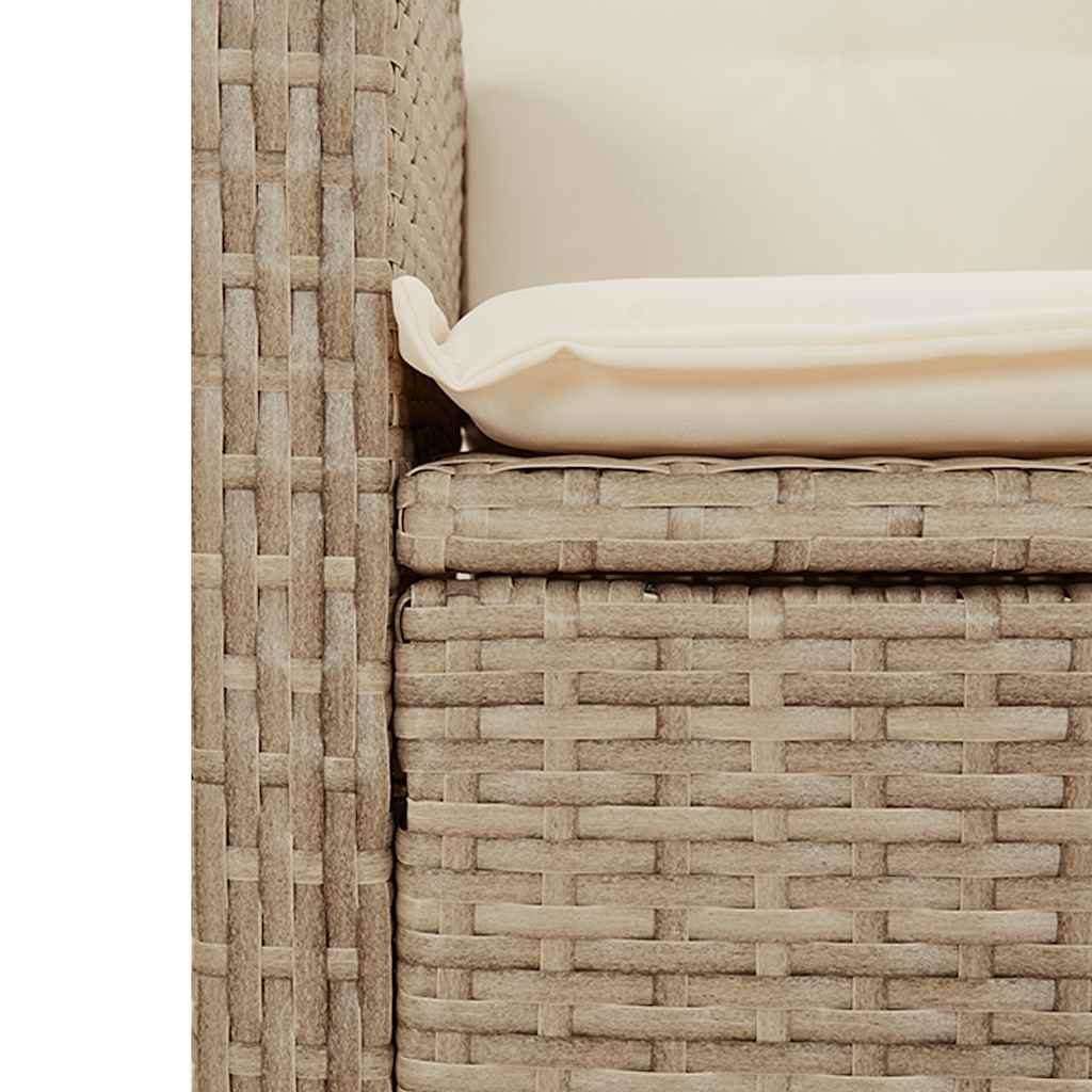 2 Piece Garden Dining Set with Cushions Beige Poly Rattan