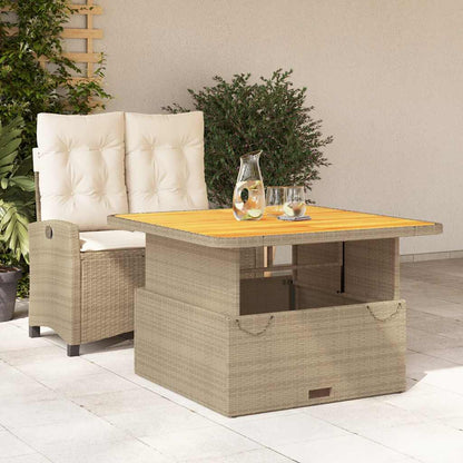 2 Piece Garden Dining Set with Cushions Beige Poly Rattan
