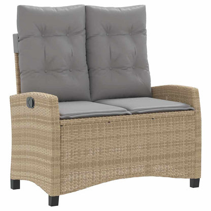 2 Piece Garden Dining Set with Cushions Beige Poly Rattan