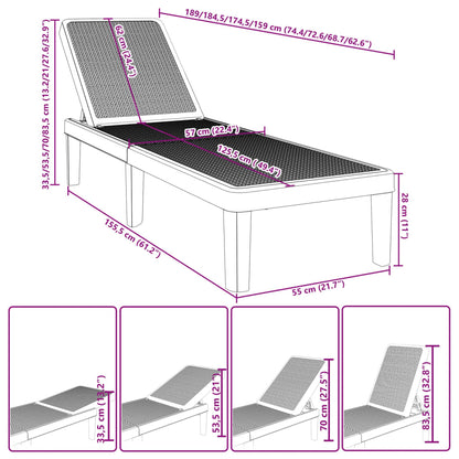 4-Way Height Adjustable Sun Lounger 155.5x57x28cm Polypropylene