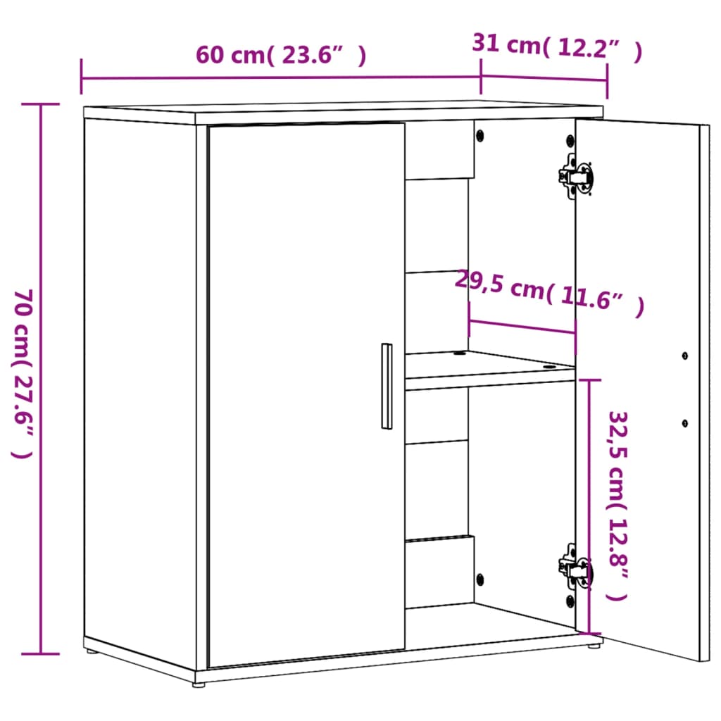 Sideboards 2 pcs White 60x31x70 cm Engineered Wood