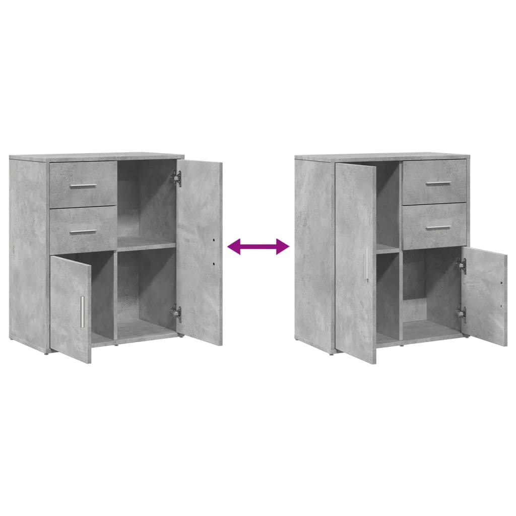 Sideboards 2 pcs Concrete Grey 60x31x70 cm Engineered Wood