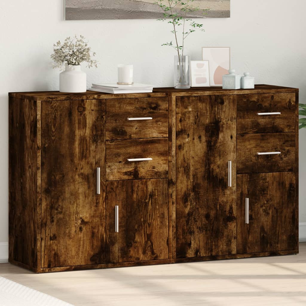 Sideboards 2 pcs Smoked Oak 60x31x70 cm Engineered Wood