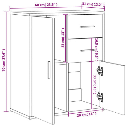 Sideboards 2 pcs Grey Sonoma 60x31x70 cm Engineered Wood