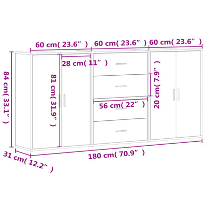 Sideboards 3 pcs Grey Sonoma 60x31x84 cm Engineered Wood
