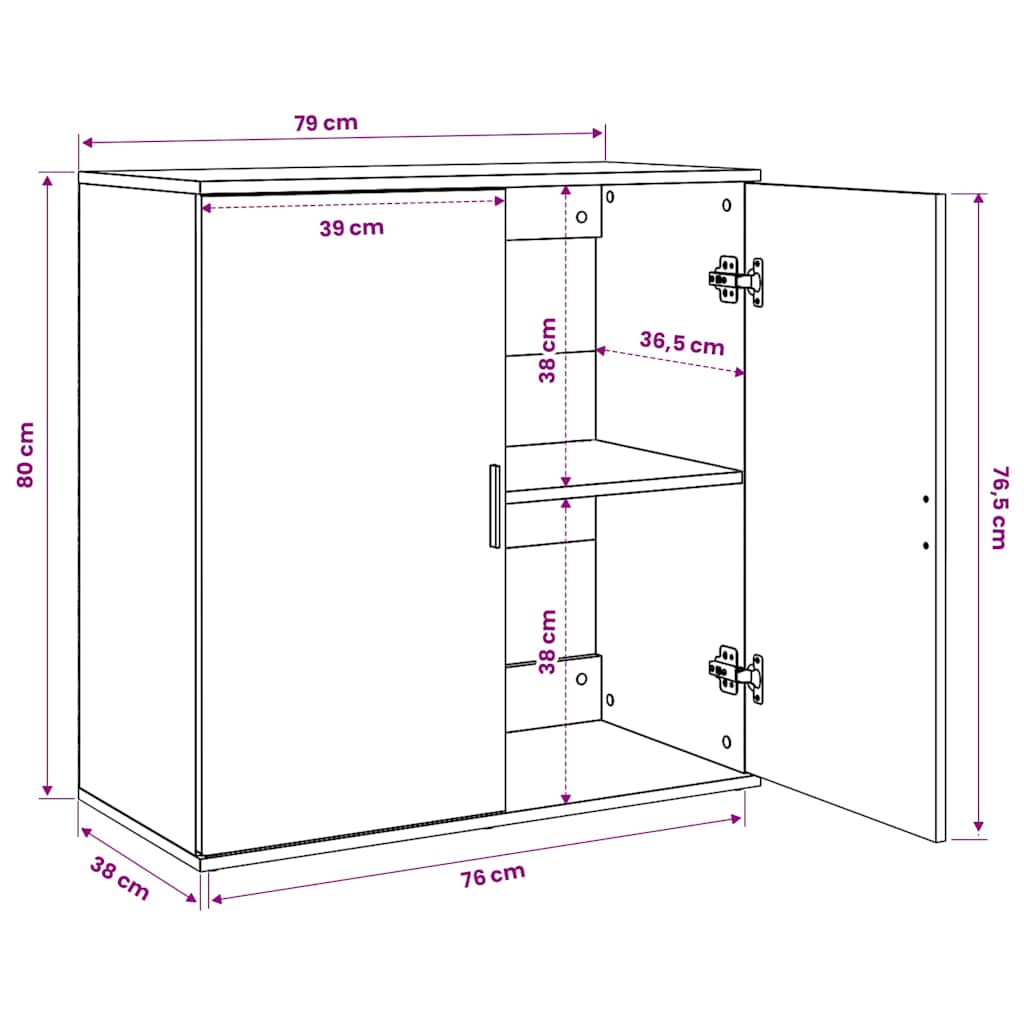 Sideboards 2 pcs Sonoma Oak 79x38x80 cm Engineered Wood