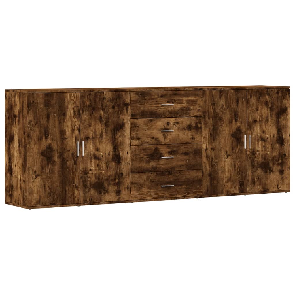 Sideboards 3 pcs Smoked Oak Engineered Wood