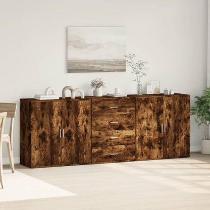 Sideboards 3 pcs Smoked Oak Engineered Wood