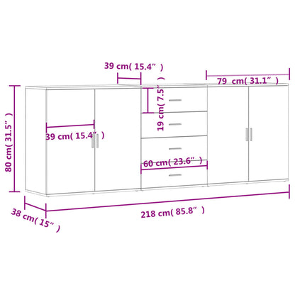 Sideboards 3 pcs Grey Sonoma Engineered Wood