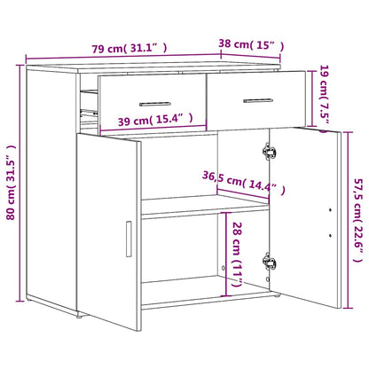 Sideboards 2 pcs White 79x38x80 cm Engineered Wood