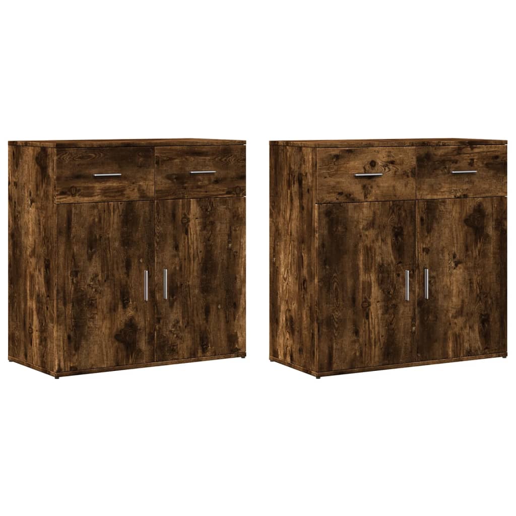 Sideboards 2 pcs Smoked Oak 79x38x80 cm Engineered Wood