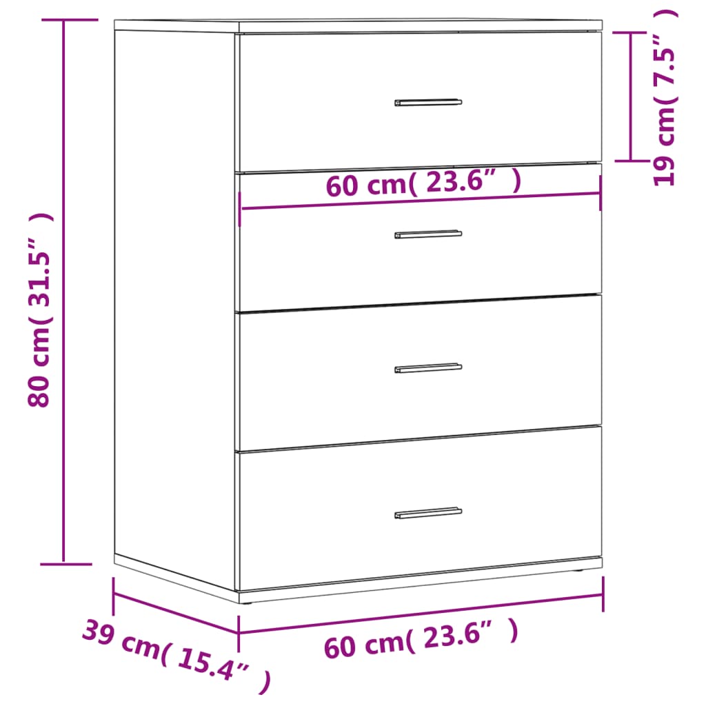 Sideboards 2 pcs Sonoma Oak 60x39x80 cm Engineered Wood
