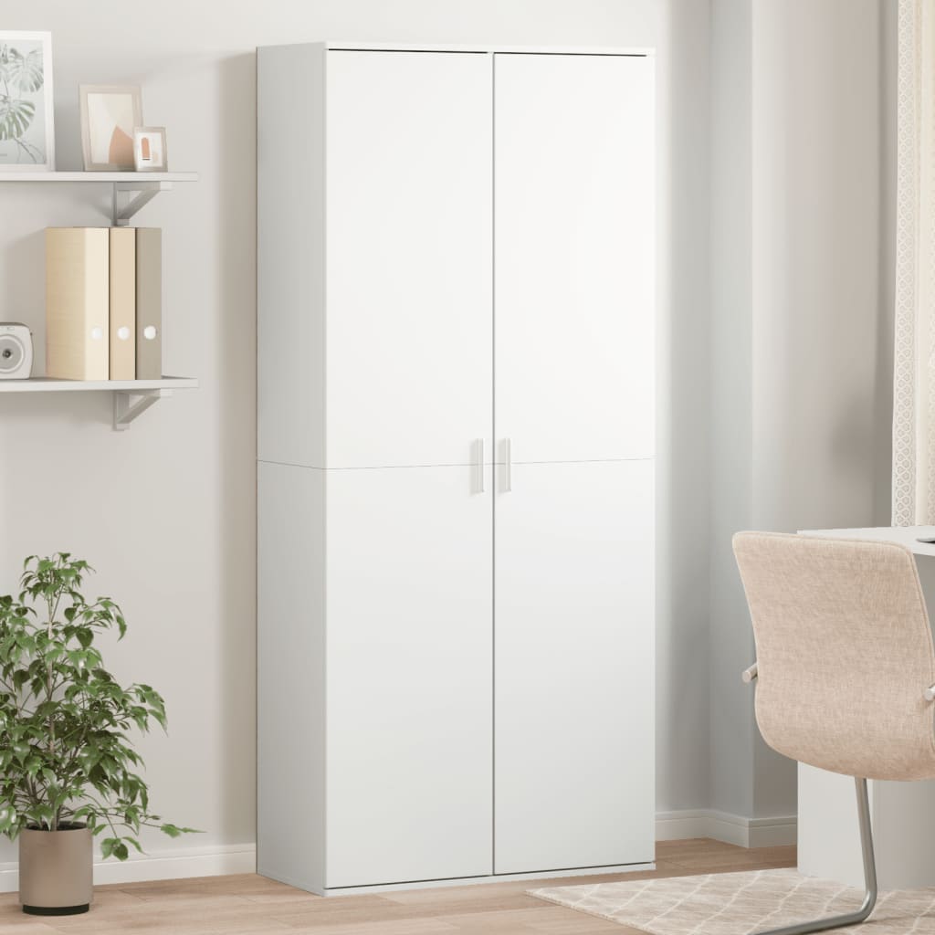 Highboard White 80x35x180 cm Engineered Wood