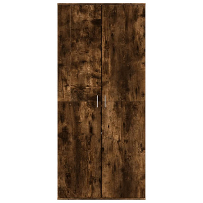 Shoe Cabinet Smoked Oak 80x39x178 cm Engineered Wood