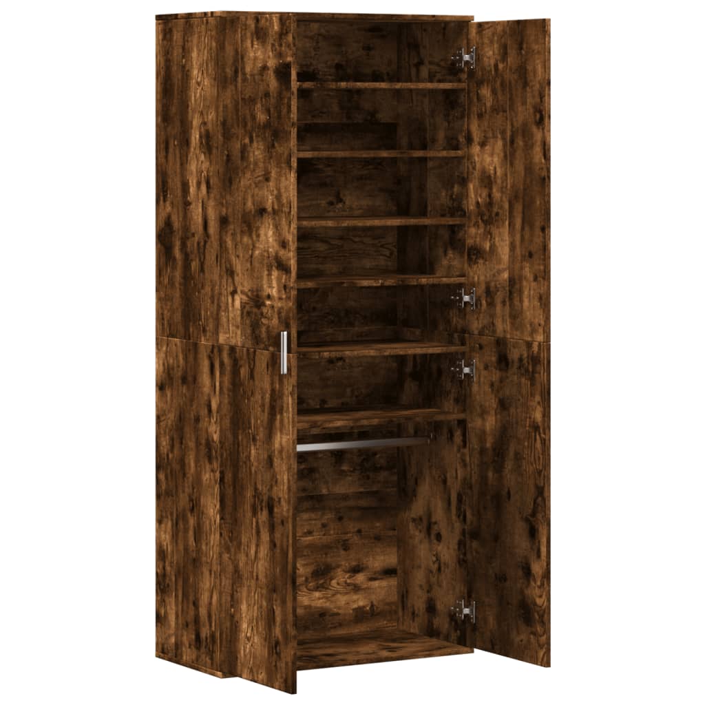 Shoe Cabinet Smoked Oak 80x39x178 cm Engineered Wood