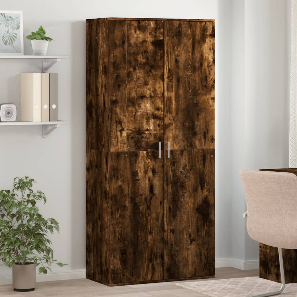 Shoe Cabinet Smoked Oak 80x39x178 cm Engineered Wood