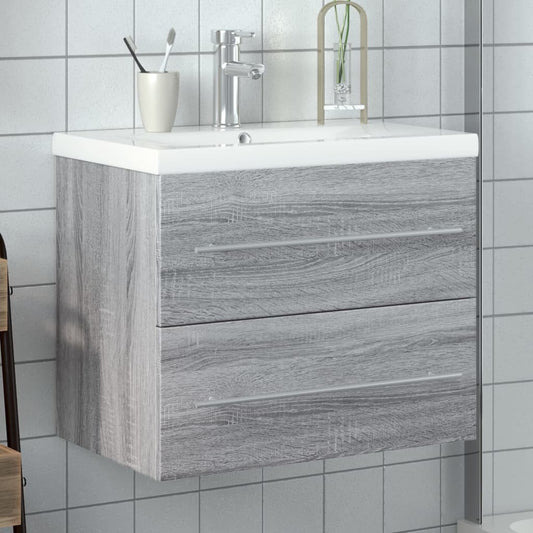 Bathroom Sink Cabinet | Grey Sonoma, White | Engineered wood, Ceramic