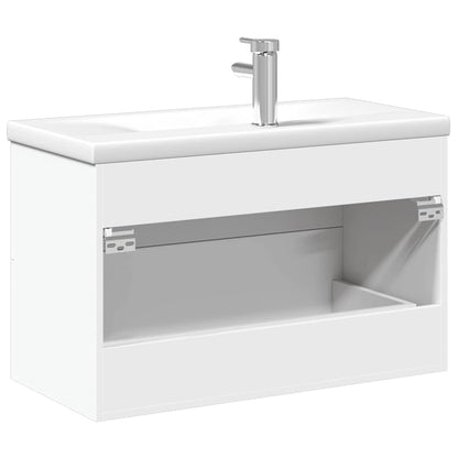 Bathroom Sink Cabinet with Built-in Basin White