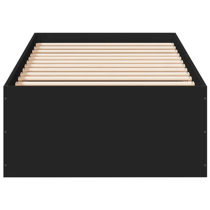 Bed Frame without Mattress Black 75x190 cm Small Single Engineered Wood