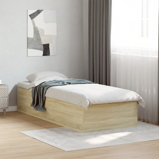 Bed Frame without Mattress Sonoma Oak 75x190 cm Engineered Wood
