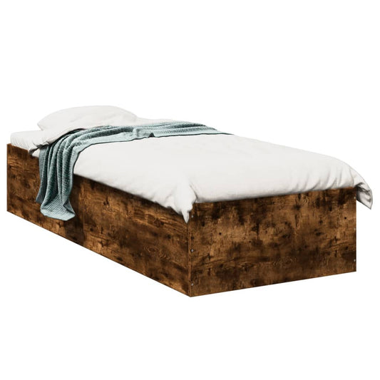 Bed Frame without Mattress Smoked Oak 75x190 cm Engineered Wood