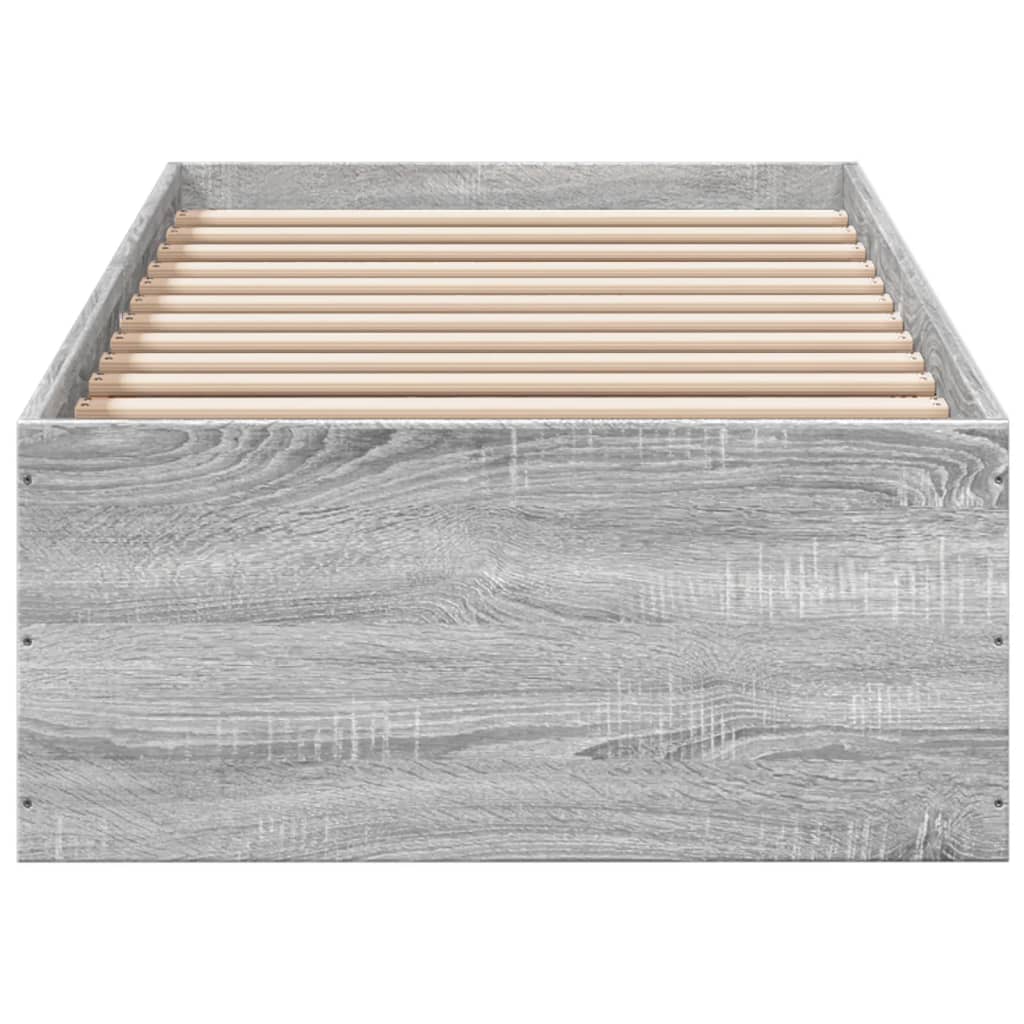 Bed Frame without Mattress Grey Sonoma 75x190 cm Small Single Engineered Wood