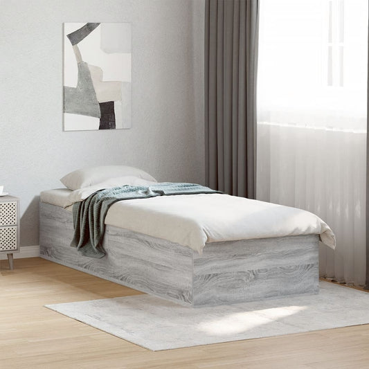 Bed Frame without Mattress Grey Sonoma 75x190cm Engineered Wood