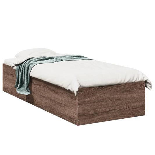 Bed Frame without Mattress Brown Oak 75x190 cm Engineered Wood