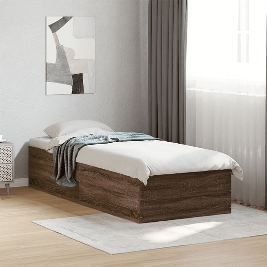 Bed Frame without Mattress Brown Oak 75x190 cm Engineered Wood