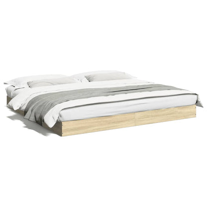 Bed Frame without Mattress Sonoma Oak 180x200 cm Engineered Wood