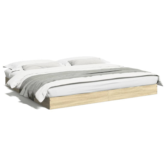 Bed Frame without Mattress Sonoma Oak 180x200 cm Engineered Wood