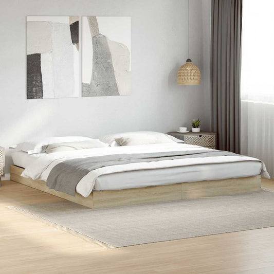 Bed Frame without Mattress Sonoma Oak 180x200 cm Engineered Wood