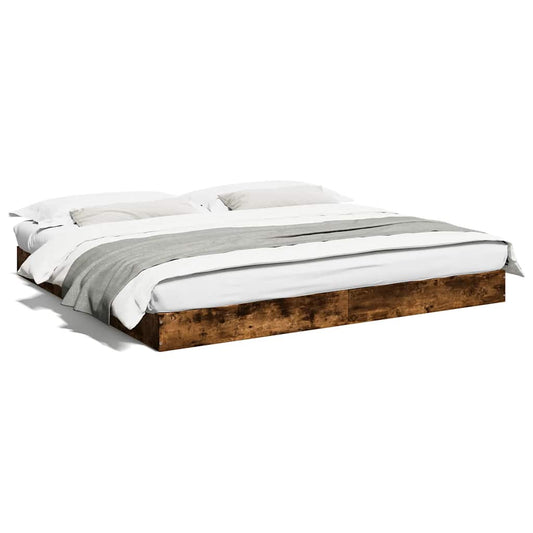 Bed Frame without Mattress Smoked Oak 180x200cm Engineered Wood