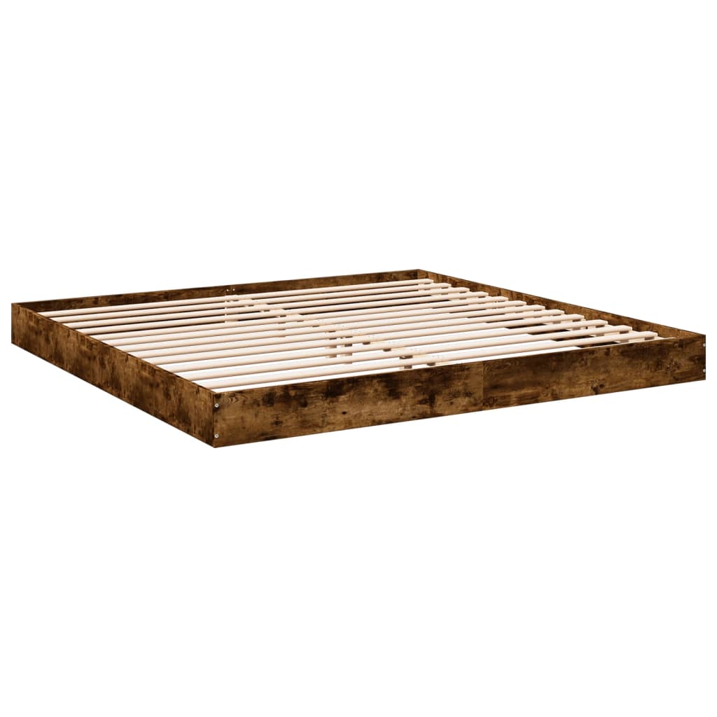 Bed Frame without Mattress Smoked Oak 180x200 cm Engineered Wood