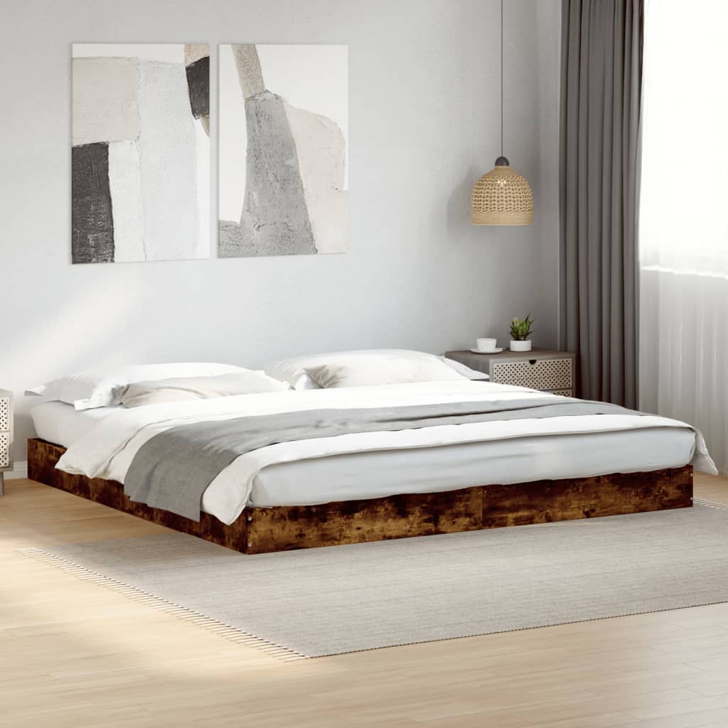 Bed Frame without Mattress Smoked Oak 180x200 cm Engineered Wood