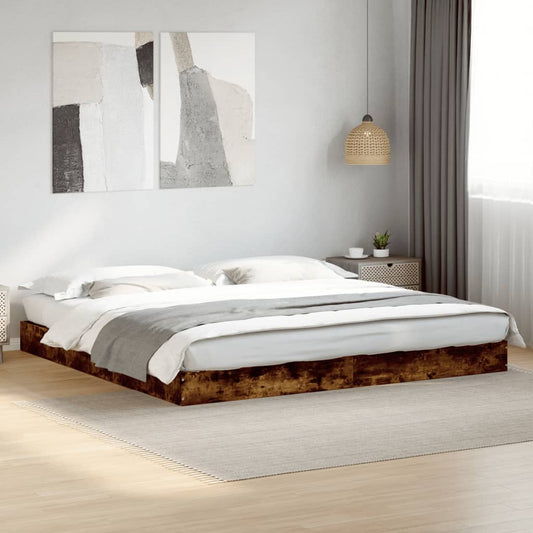 Bed Frame without Mattress Smoked Oak 180x200 cm Engineered Wood