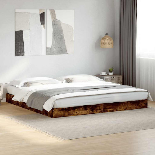 Bed Frame without Mattress Smoked Oak 180x200cm Engineered Wood