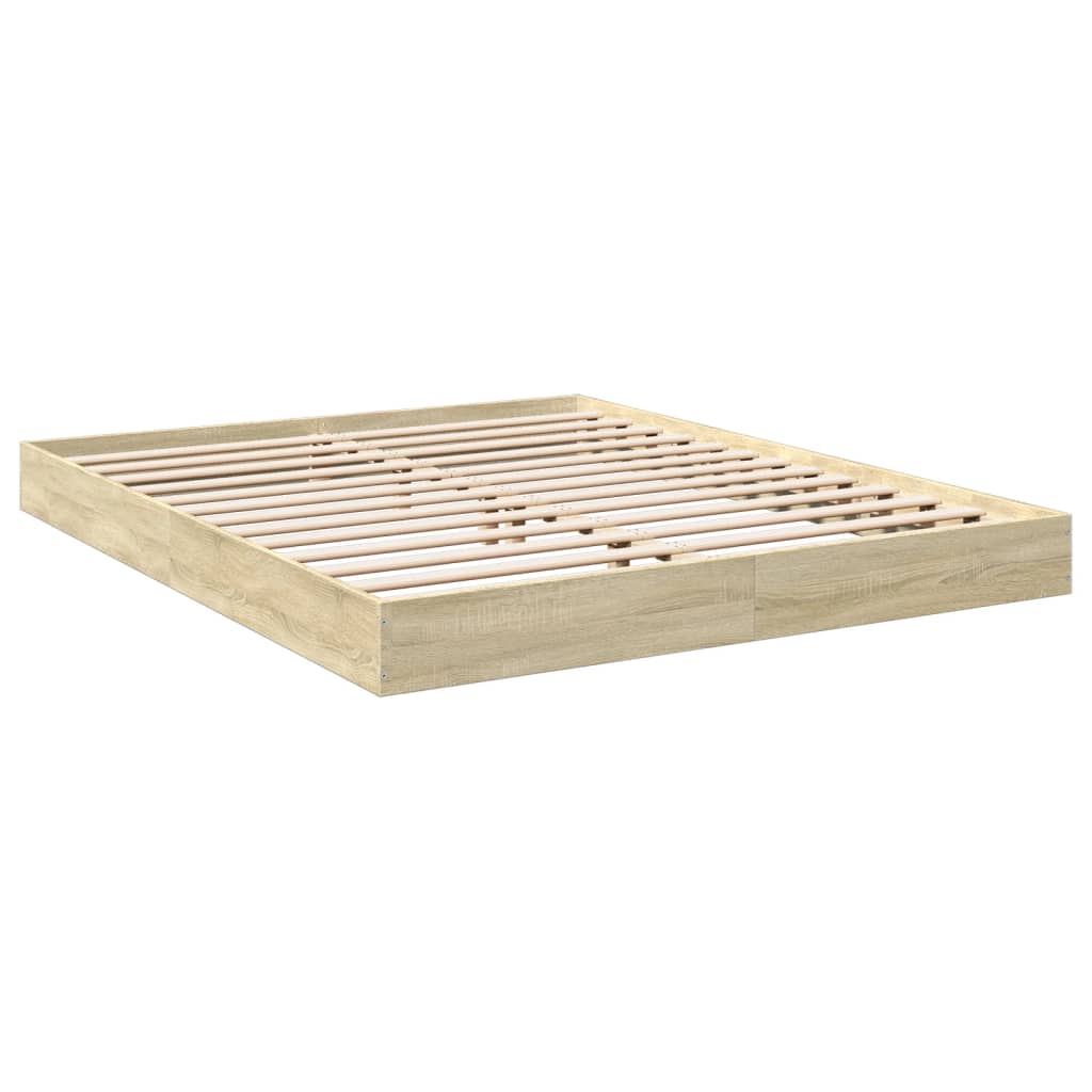 Bed Frame without Mattress Sonoma Oak 160x200 cm Engineered Wood