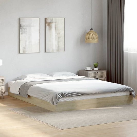Bed Frame without Mattress Sonoma Oak 160x200cm Engineered Wood
