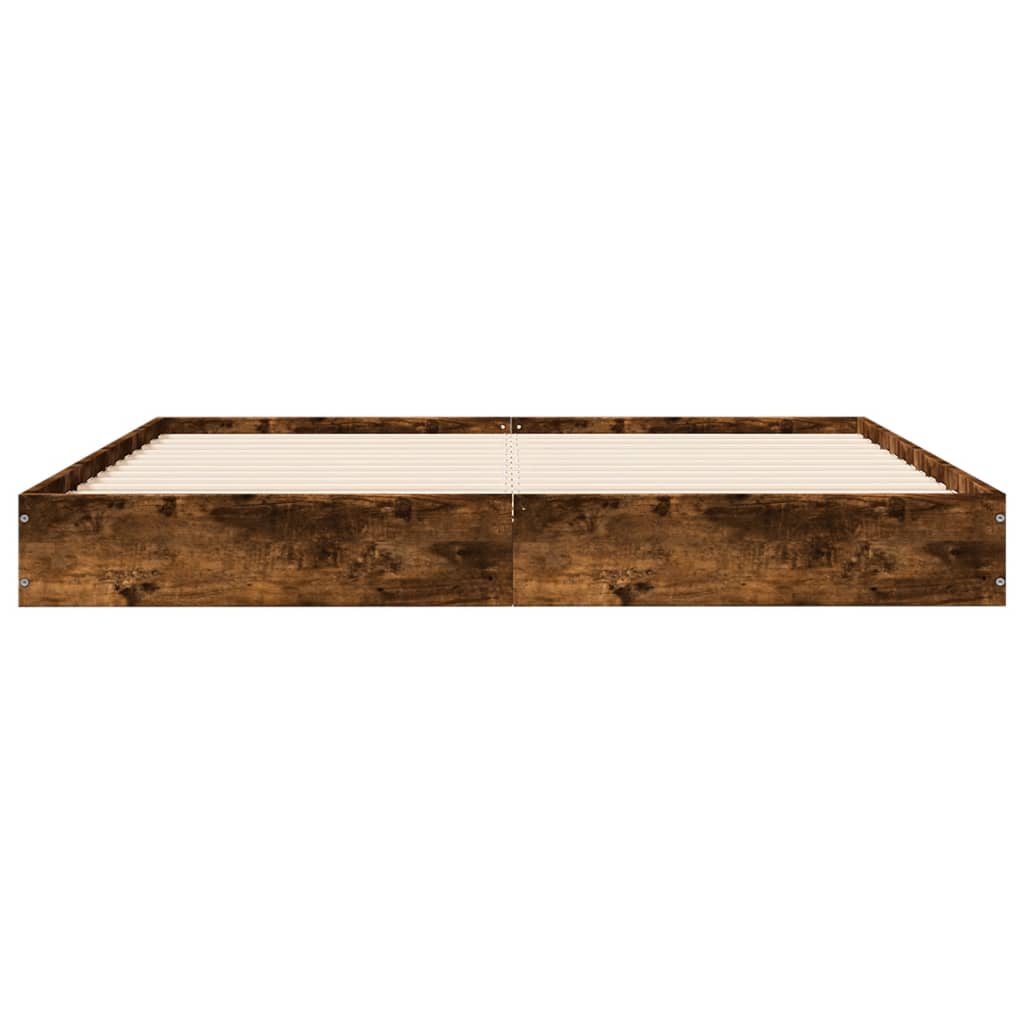 Bed Frame without Mattress Smoked Oak 160x200 cm Engineered Wood