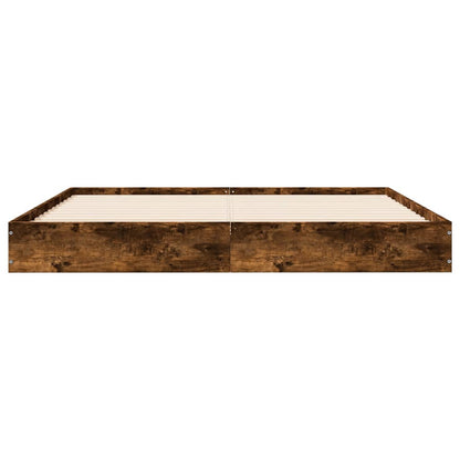 Bed Frame without Mattress Smoked Oak 160x200 cm Engineered Wood