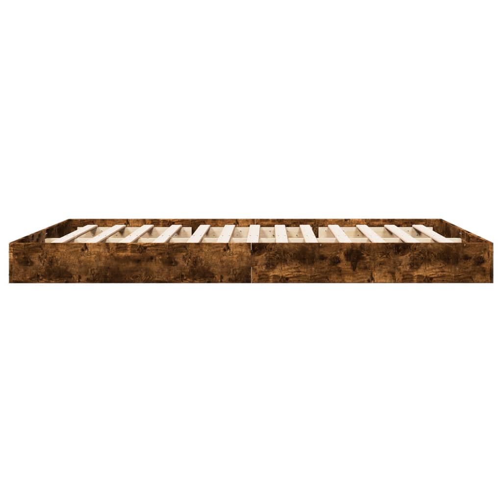 Bed Frame without Mattress Smoked Oak 160x200 cm Engineered Wood
