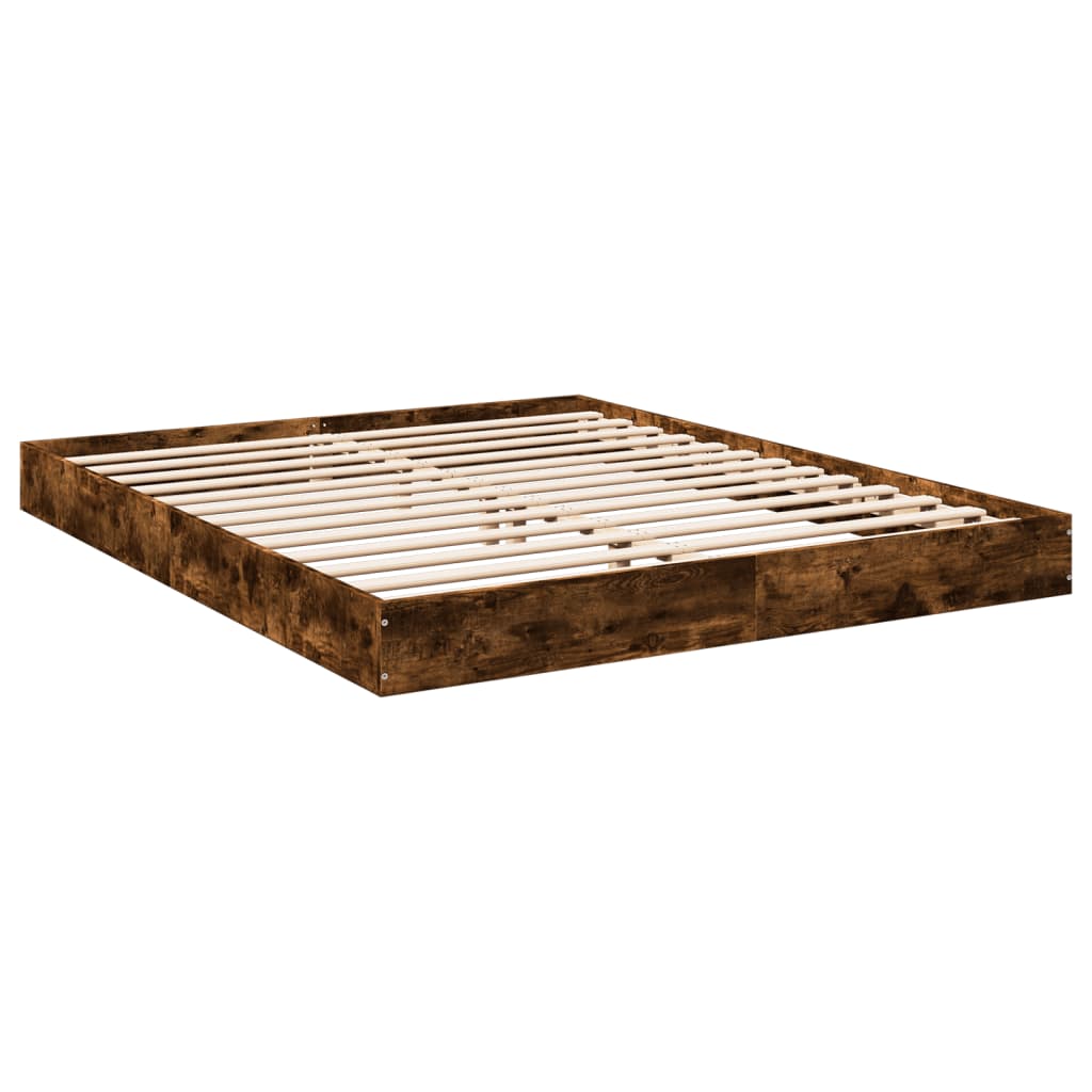 Bed Frame without Mattress Smoked Oak 160x200 cm Engineered Wood