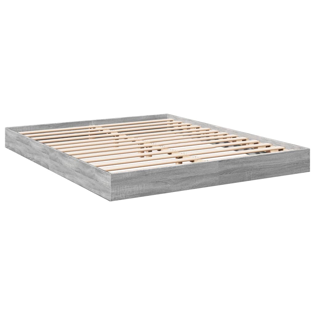 Bed Frame without Mattress Grey Sonoma 160x200 cm Engineered Wood