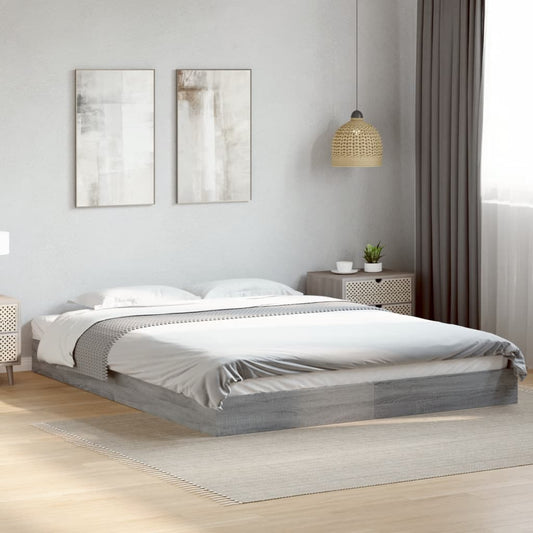 Bed Frame without Mattress Grey Sonoma 160x200 cm
