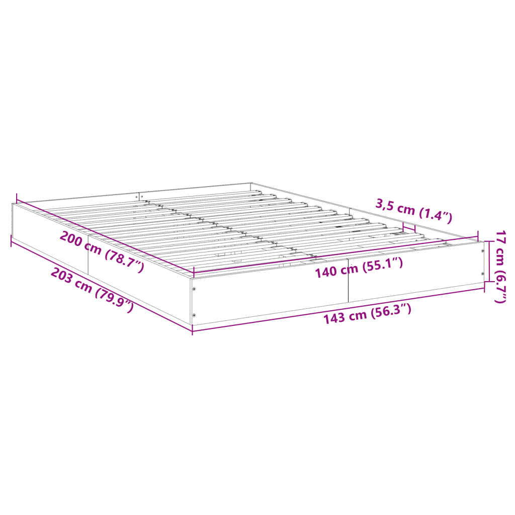 Bed Frame without Mattress White 140x200 cm Engineered Wood