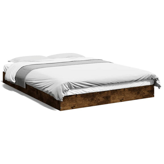 Bed Frame without Mattress Smoked Oak 140x200cm Engineered Wood