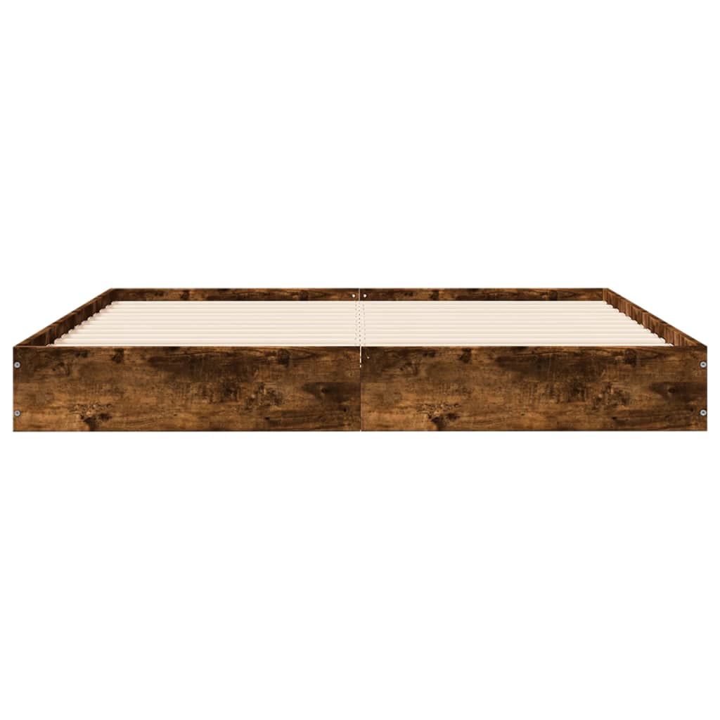 Bed Frame without Mattress Smoked Oak 140x200 cm Engineered Wood